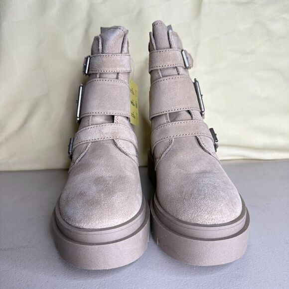 Fly London Jeda817fly Suede Leather Buckled Lug Boots Cream Women 35/4.5 NWB - Picture 4 of 12